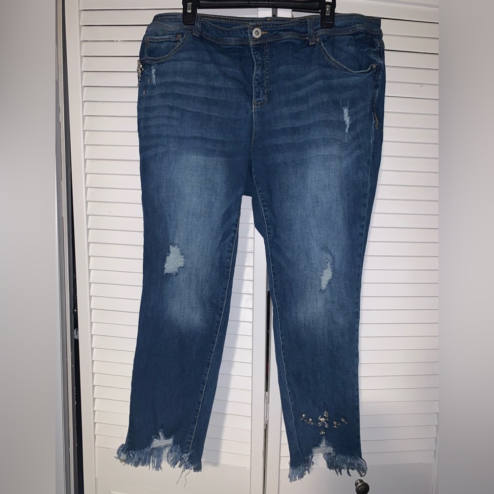 INC International Concepts 20W Plus Size Women's Embellished Distressed Jeans